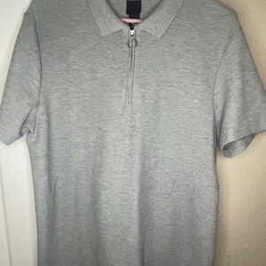 H&M Light Gray Polo Shirt with Zipper